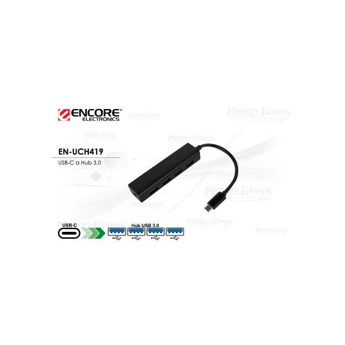 HUB USB-C 4pt ENCORE EN-UCH419 BLACK