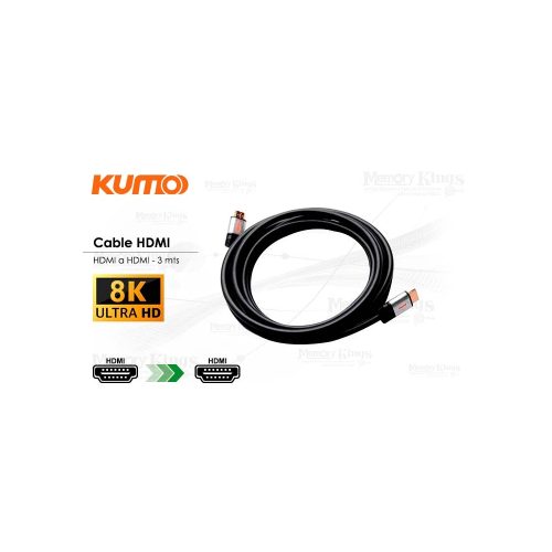CABLE HDMI a HDMI 3mts KUMO UHD 2.1V 8K|4K