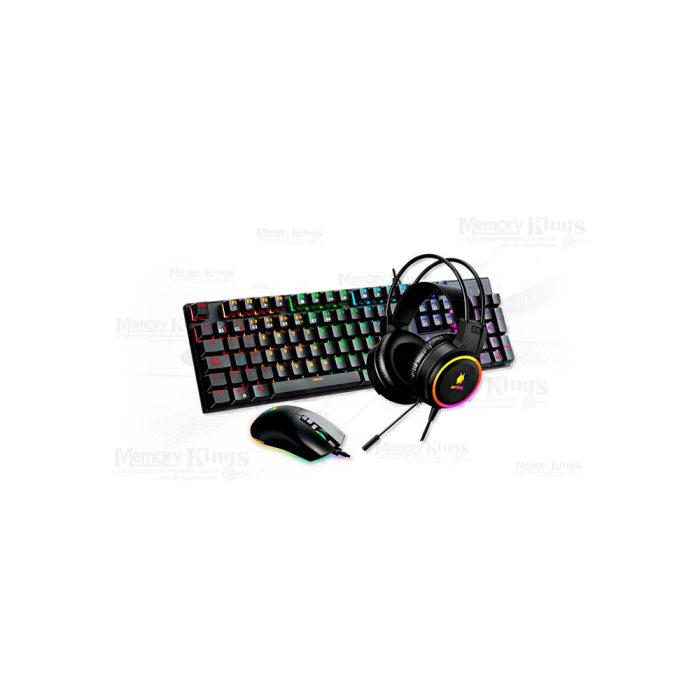 TECLADO+MOUSE +AURICULAR Gaming ANTRYX GC-3100 X3 MECANICO SW RED RGB BLACK