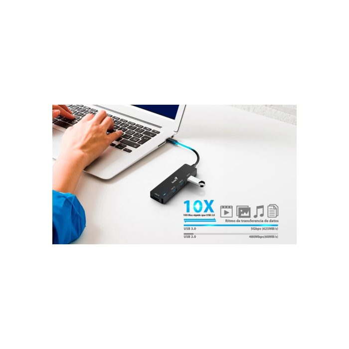 HUB USB-C 4pt USB-A 3.0 GENIUS UH-400 Black