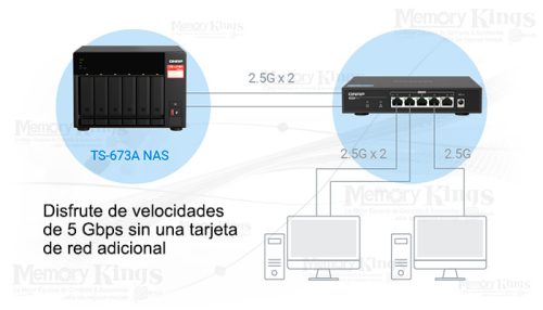 ALMACENAMIENTO NAS 0TB QNAP TS-673A-SW5T+Switch 5p