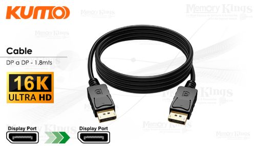 CABLE DisplayPort a DisplayPort 1.8mts KUMO 16k