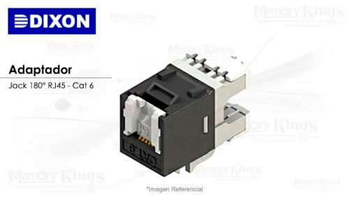 ADAPTADOR JACK 180° RJ45 CAT 6 DIXON Negro