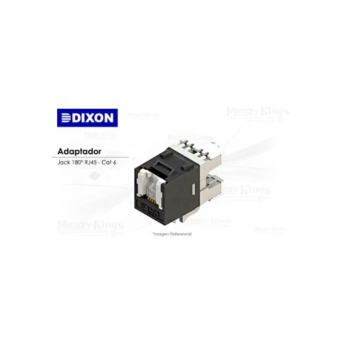 ADAPTADOR JACK 180° RJ45 CAT 6 DIXON Negro
