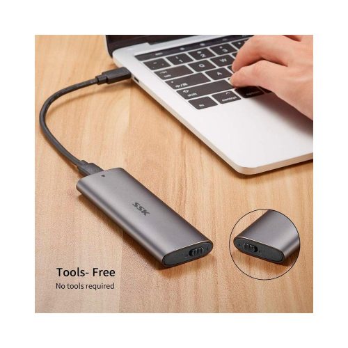 Enclosure SSK de aluminio Tool-Free, USB-C 3.2 Gen 2 para SSD M.2 NVMe (PCie) / NGFF(SATA)