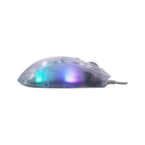 Mouse gamer TEROS TE-1216G, 2 botones, RGB, transparente