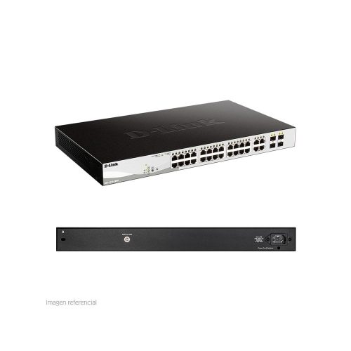Switch D-Link DGS-1210-28MP, Capa L2, 24 RJ-45 GbE, PoE, 4 puertos GbE/SFP.