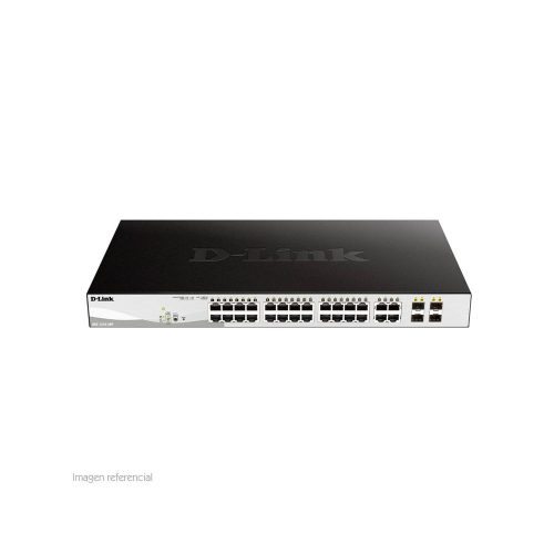 Switch D-Link DGS-1210-28P, Capa 2, PoE, 24 RJ-45 LAN GbE, 4 puertos SFP, Auto MDI/MDIX.