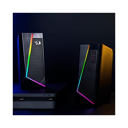 Parlantes de escritorio Redragon GS520, 2.0-canales, Retroiluminacion LED RGB, USB, 3.5mm