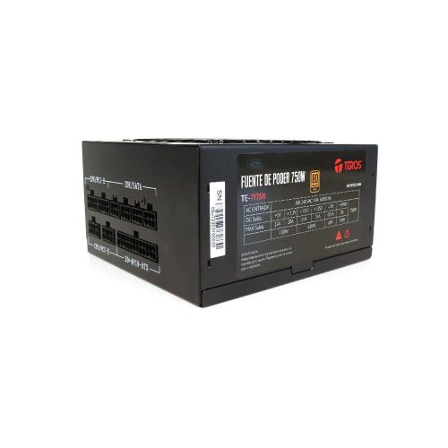 Fuente de alimentación TEROS TE-7175, ATX, 750W, 80 Plus Gold, 100V-240VAC, CERTIFICADA