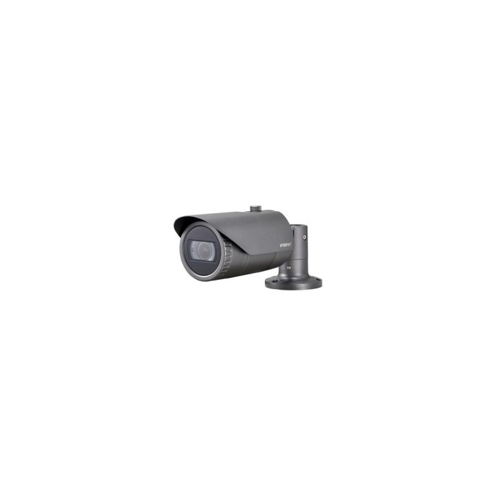 Cámara de red Wisenet QNO-8080R 5Megapíxel HD - Bala - Gris Oscuro - 30m - H.265, H.264, MJPEG - 2592 x 1944 - 3.20mm Zoom Lentes - 3.1x Óptico - CMOS - Montable en poste, Caja de montaje
