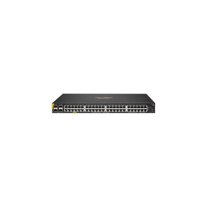 HPE CX 6000 48 Puertos Gestionable Conmutador Ethernet - Gigabit Ethernet - 10/100/1000Base-T, 100/1000Base-X - 3 Capa compatible - Modular - 4 Ranuras SFP - 45W Power Consumption - 370W Rendimiento PoE - Par trenzado, Fibra Óptica - PoE Ports - 1U - Montable en bastidor, Montaje en armario, Montaje en superficie, Montaje en pared - Toda la vida útil Garantía limitada
