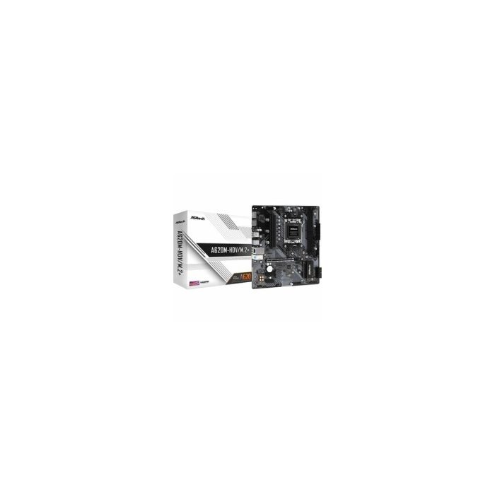 Placa base de escritorio para juegos ASRock A620M-HDV/M.2+ - AMD A620 Conjunto de Circuitos Integrados - Zócalo AM5 - Micro ATX - Ryzen 7 Processor Supported - 96GB DDR5 SDRAM Maximum RAM - DIMM, UDIMM - 2 x Memory Slots - Gigabit Ethernet - HDMI - DisplayPort - 4 sx Interfaces SATA