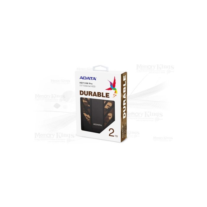 Disco duro externo Adata 2TB camuflaje, USB 3.2, ideal para consolas de juegos - 3 años de garantía