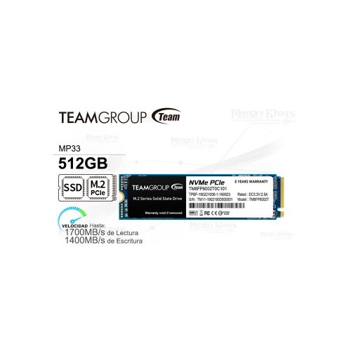 UNIDAD SSD M.2 PCIe 512GB TEAMGROUP MP33