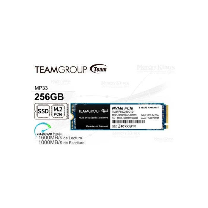 UNIDAD SSD M.2 PCIe 256GB TEAMGROUP MP33