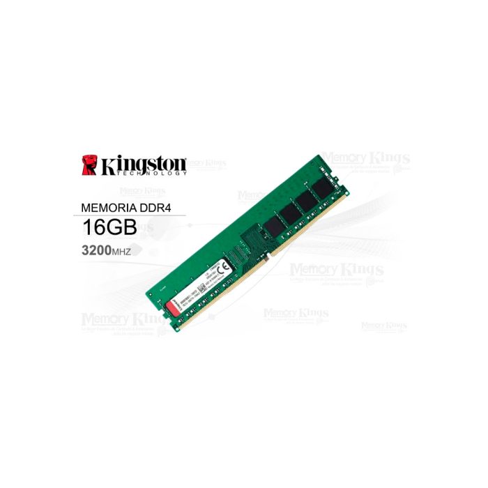 Memoria DIMM Kingston, 16GB DDR4-3200MHz PC4-25600, CL22, 1.2V, 288-Pin, Non-ECC