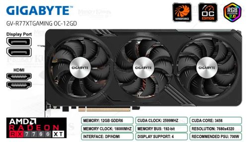 RADEON RX 7700 XT 12GB 192 bit GIGABYTE GAMING OC