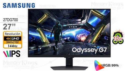 MONITOR 27 SAMSUNG Gaming Odyssey G7 DG700 4K UHD 144HZ 1MS, ARGB PIVOTE con parlante integrado
