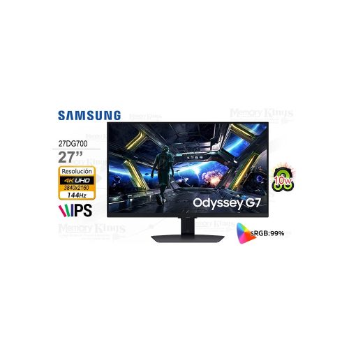 MONITOR 27 SAMSUNG Gaming Odyssey G7 DG700 4K UHD 144HZ 1MS, ARGB PIVOTE con parlante integrado