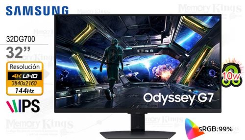 MONITOR 32 SAMSUNG Gaming Odyssey G7 DG700 4K UHD 144HZ 1MS, ARGB PIVOTE con parlante integrado