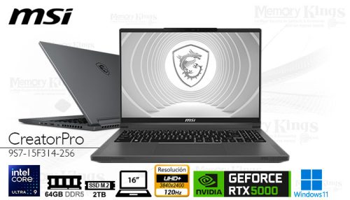 LAPTOP Core Ultra 9 185H CreatorPro 16 AI Studio 64|2TB|16" QUADRO RTX 5000 Ada, W11PRO