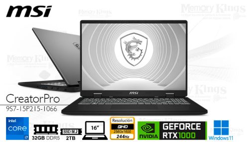 LAPTOP Core i7-14700HX MSI CreatorPro M16 HX 32|2TB|16" GEFORCE RTX 1000 Ada 8GB, W11PRO