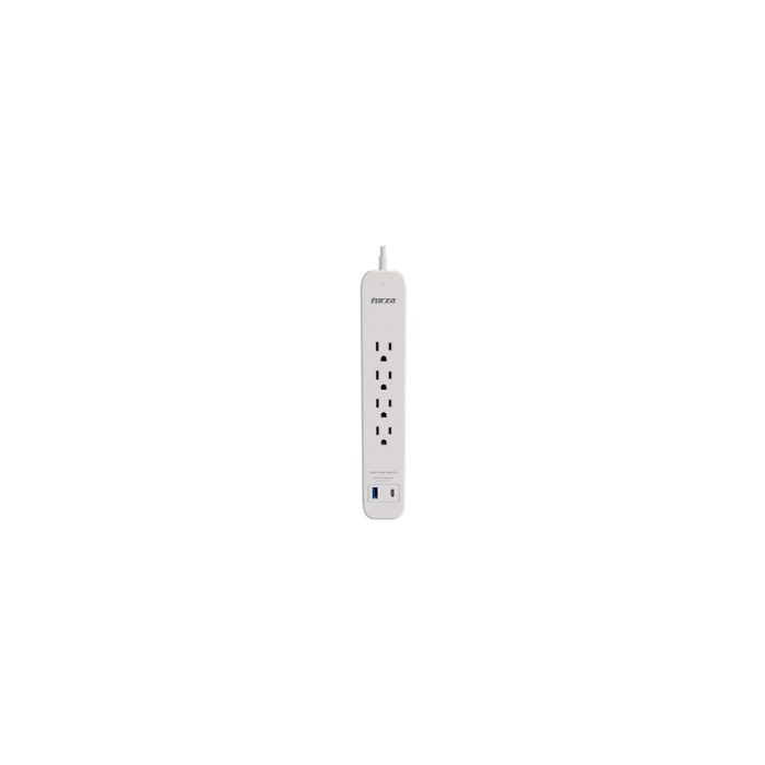 Forza - Surge protector - AC 110/220 V - 4 Tomas de Corriente - 1 USB-A/C 1000J WH