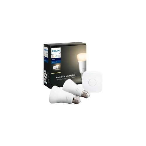 Philips Hue White Starter Kit - Juego de iluminación inalámbrico - bombilla LED x 2 - E27