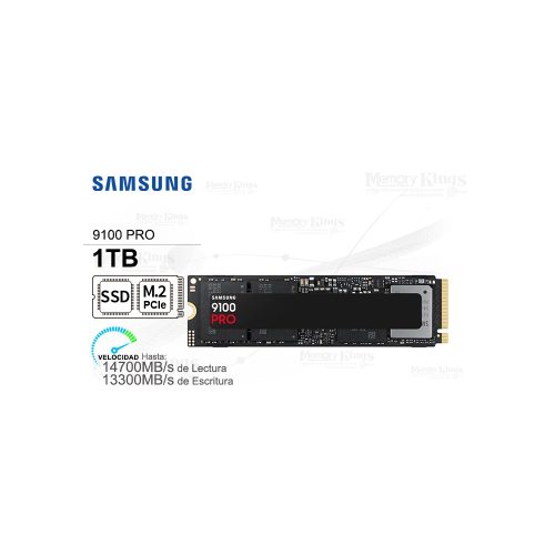 Unidad En Estado Solido Samsung 9100 Pro 1Tb M.2 2280, Pcie 5.0 X4 Nvme 2.0