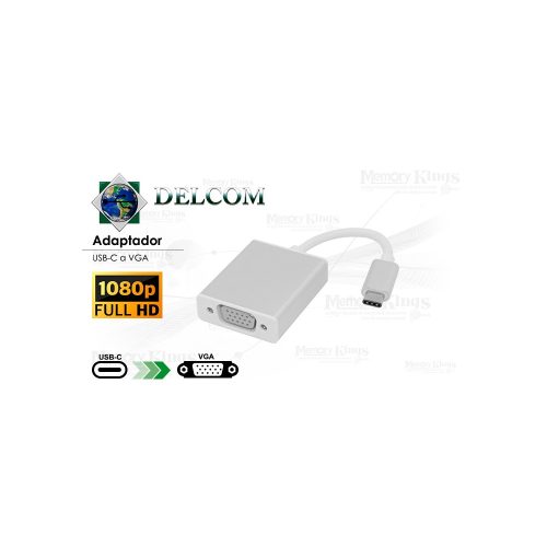 ADAPTADOR USB-C a VGA DELCOM FHD 1080p