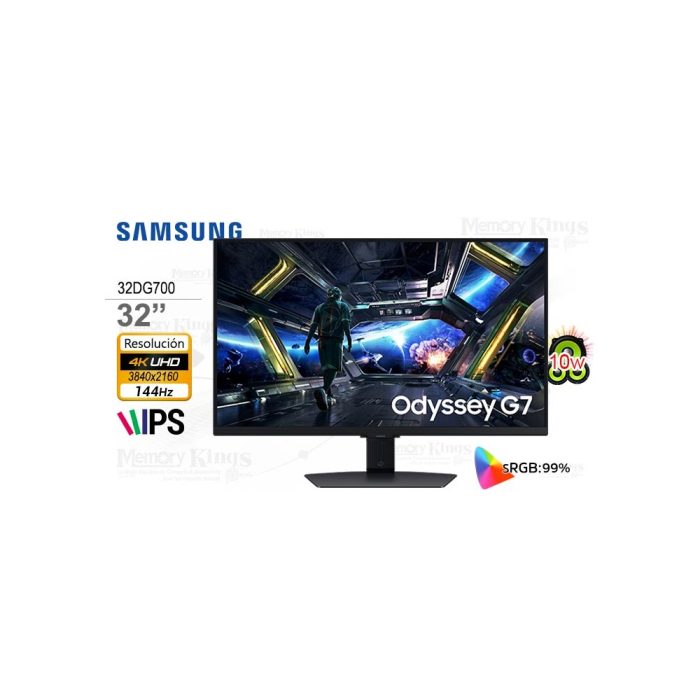 MONITOR 32 SAMSUNG Gaming Odyssey G7 DG700 4K UHD 144HZ 1MS, ARGB PIVOTE con parlante integrado