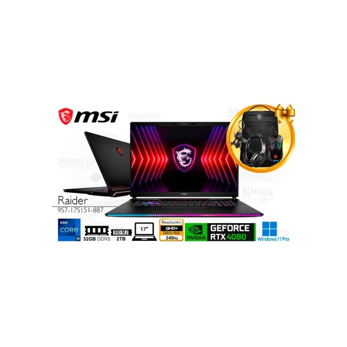 LAPTOP Core i9-14900HX MSI Raider GE78 HX 14VHG 32|2TB|17" GEFORCE RTX 4080 12GB, W11PRO