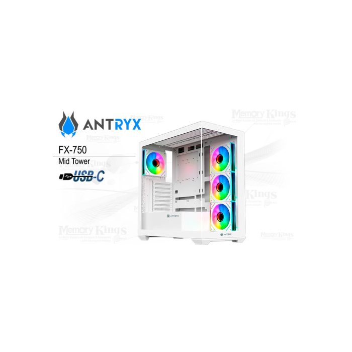 CASE Mid Tower ANTRYX FX-750 ARGB WHITE (BTF)