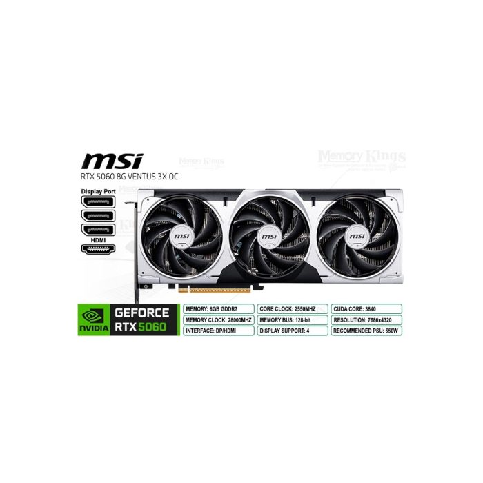GEFORCE RTX 5060 8GB 128 bit MSI VENTUS 3X OC