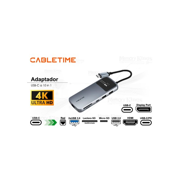 Docking Station CABLETIME CB84G 10in1 USB-C