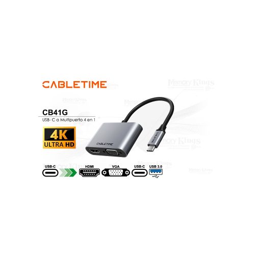 ADAPTADOR USB tipo C a HDMI VGA CABLETIME CB41G