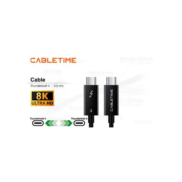 CABLE Thunderbolt 4 0.5mts CABLETIME CT40E 100W