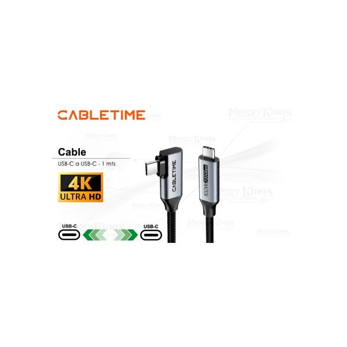 Cable USB-C a USB-C 1m CABLETIME CU24H 4K 100W - Carga rápida y transferencia de datos  calidad superior