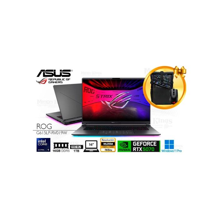 Asus ROG Strix G16: Laptop 16" con Core Ultra 9, 1TB SSD y GeForce RTX 5070 de 8GB - Windows 11 Home