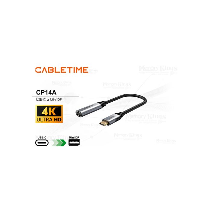 Adaptador USB-C a Mini DP CABLETIME CP14A 4K 60Hz - Conexión Ultra Rápida y Alta Resolución