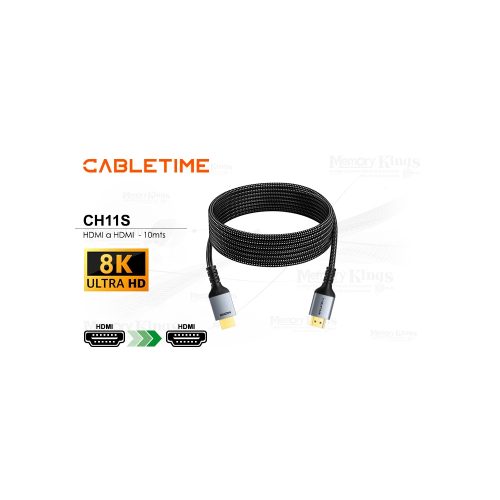 CABLE HDMI a HDMI 10mts CABLETIME CH11S 8K 60HZ
