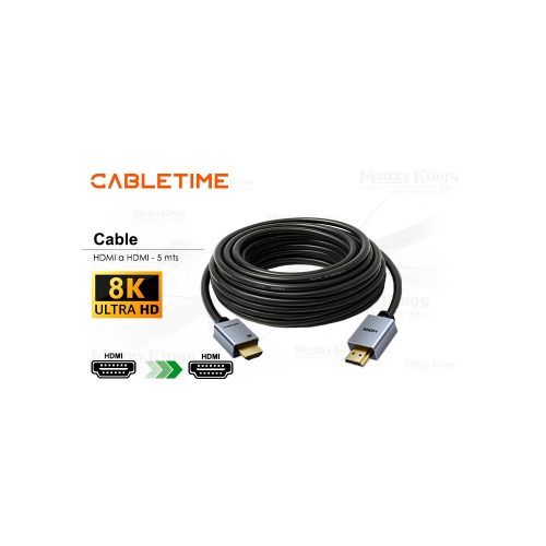 CABLE HDMI a HDMI 5mts CABLETIME CH11P 8K 60HZ
