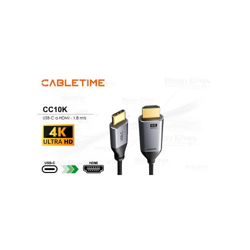 CABLE USB-C a HDMI 1.8mts CABLETIME CC10K 4K 60HZ