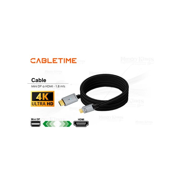 CABLE mini DP a HDMI 1.8mts CABLETIME CD45K 4K 60H