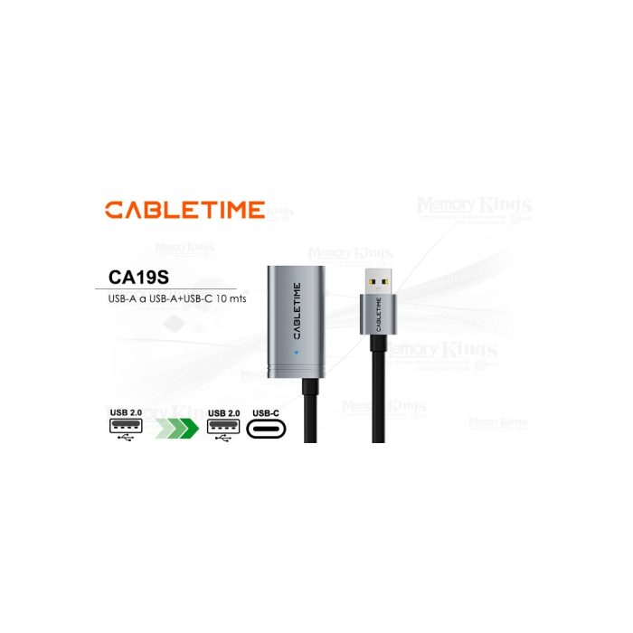 CABLE USB-C Extension 10mts CABLETIME CA19S 5GBPS
