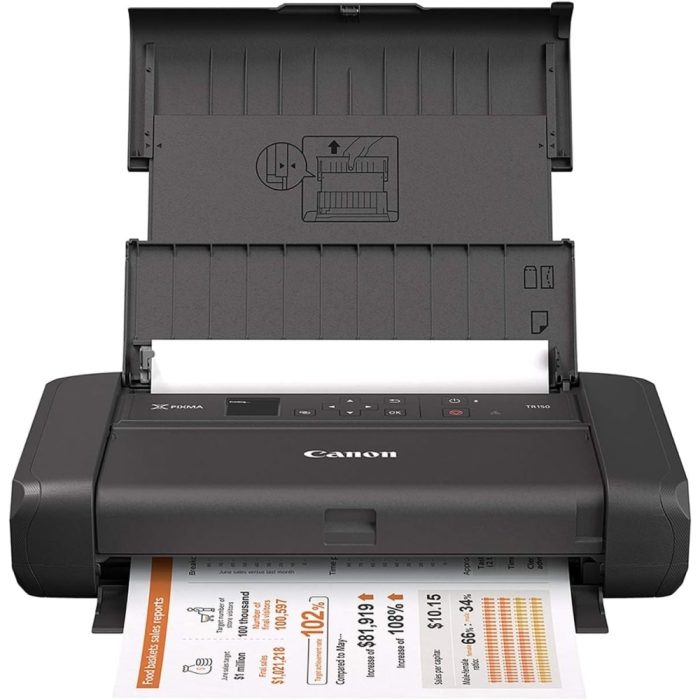 Impresora portátil Canon Pixma TR150, compacta e inalámbrica, conexión WiFi y USB, ideal para PC y laptop