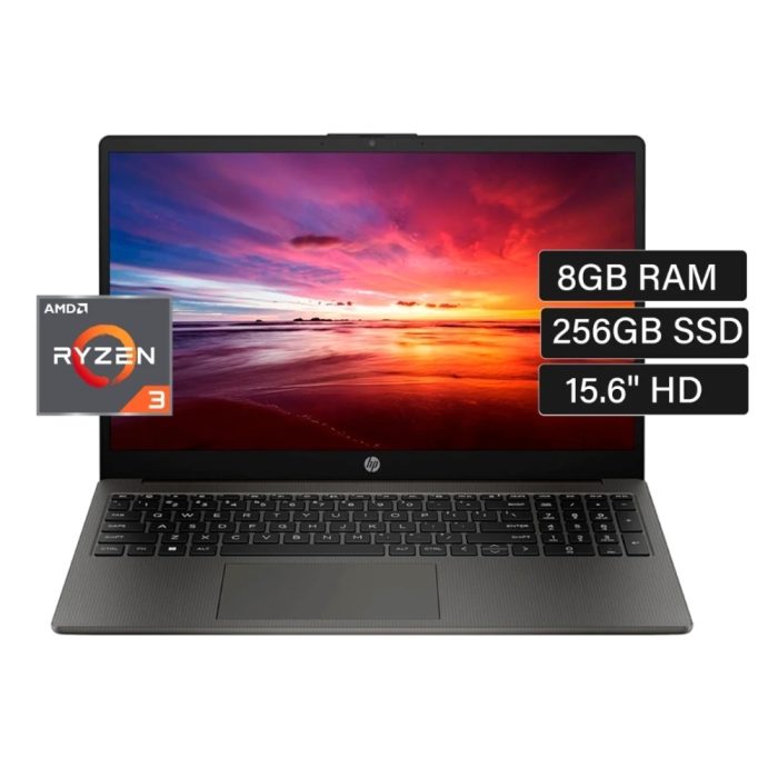 Laptop HP 255, 15.6" FHD, AMD R3 7320U, 8GB RAM, 256GB SSD, Gris, FreeDOS, 1 año garantía