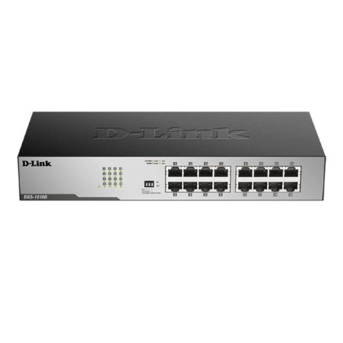 Switch D-Link DGS-1016D de 16 puertos 10/100/1000 Mbps, no gestionable, ideal para redes domésticas y de oficina