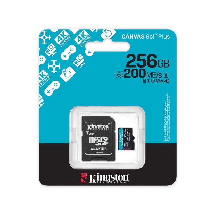 Memoria Flash microSD Kingston Canvas Go! Plus, 256GB, con adaptador SD